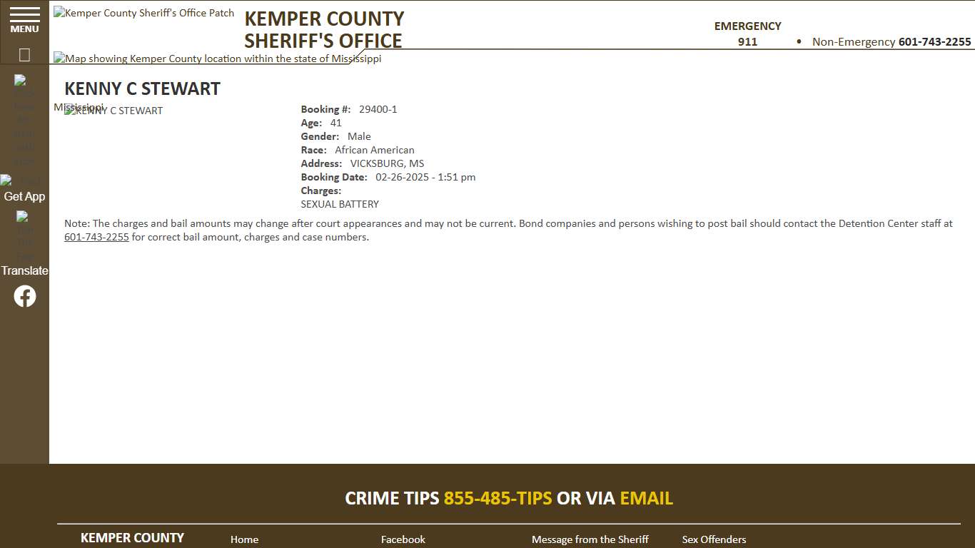 View Roster - KENNY C STEWART - Kemper County Sheriff MS